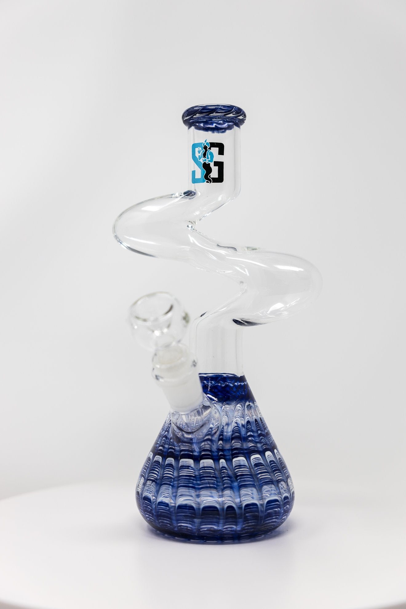 Light Gray 10" Stoned Genie Glass Blue Designer Zong StonedGenie.com Bong