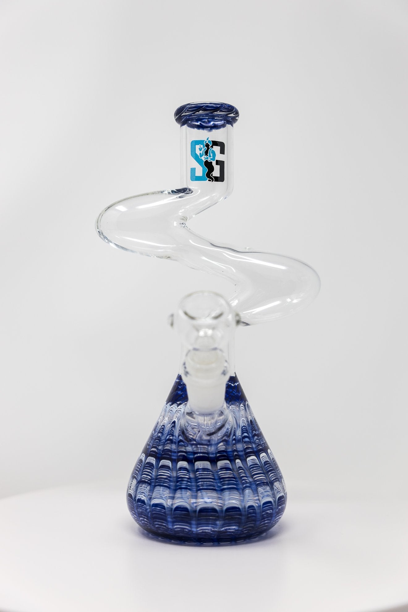 Light Gray 10" Stoned Genie Glass Blue Designer Zong StonedGenie.com Bong