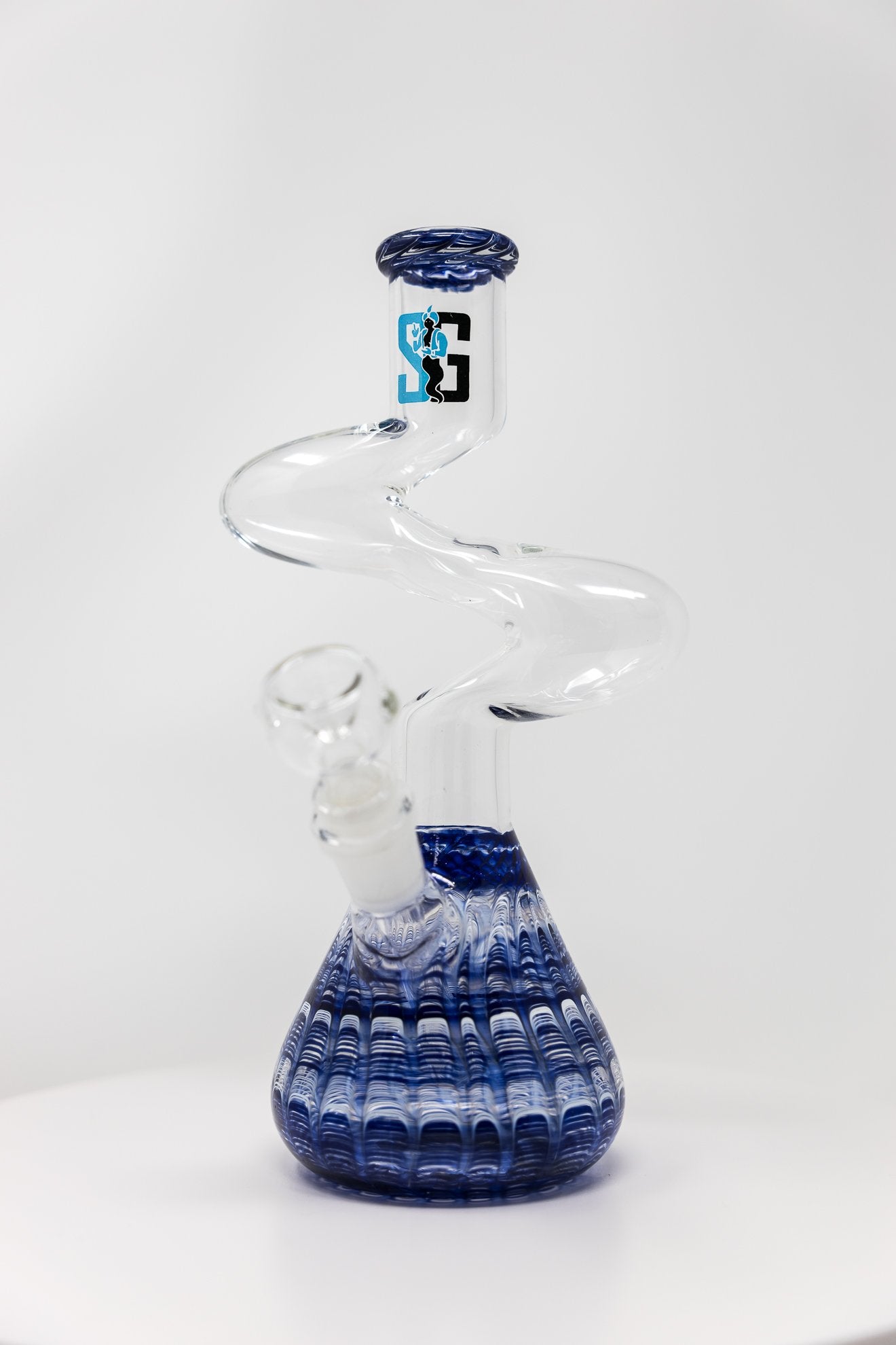Light Gray 10" Stoned Genie Glass Blue Designer Zong StonedGenie.com Bong