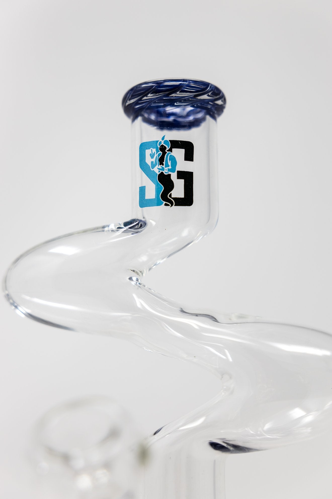 Light Gray 10" Stoned Genie Glass Blue Designer Zong StonedGenie.com Bong