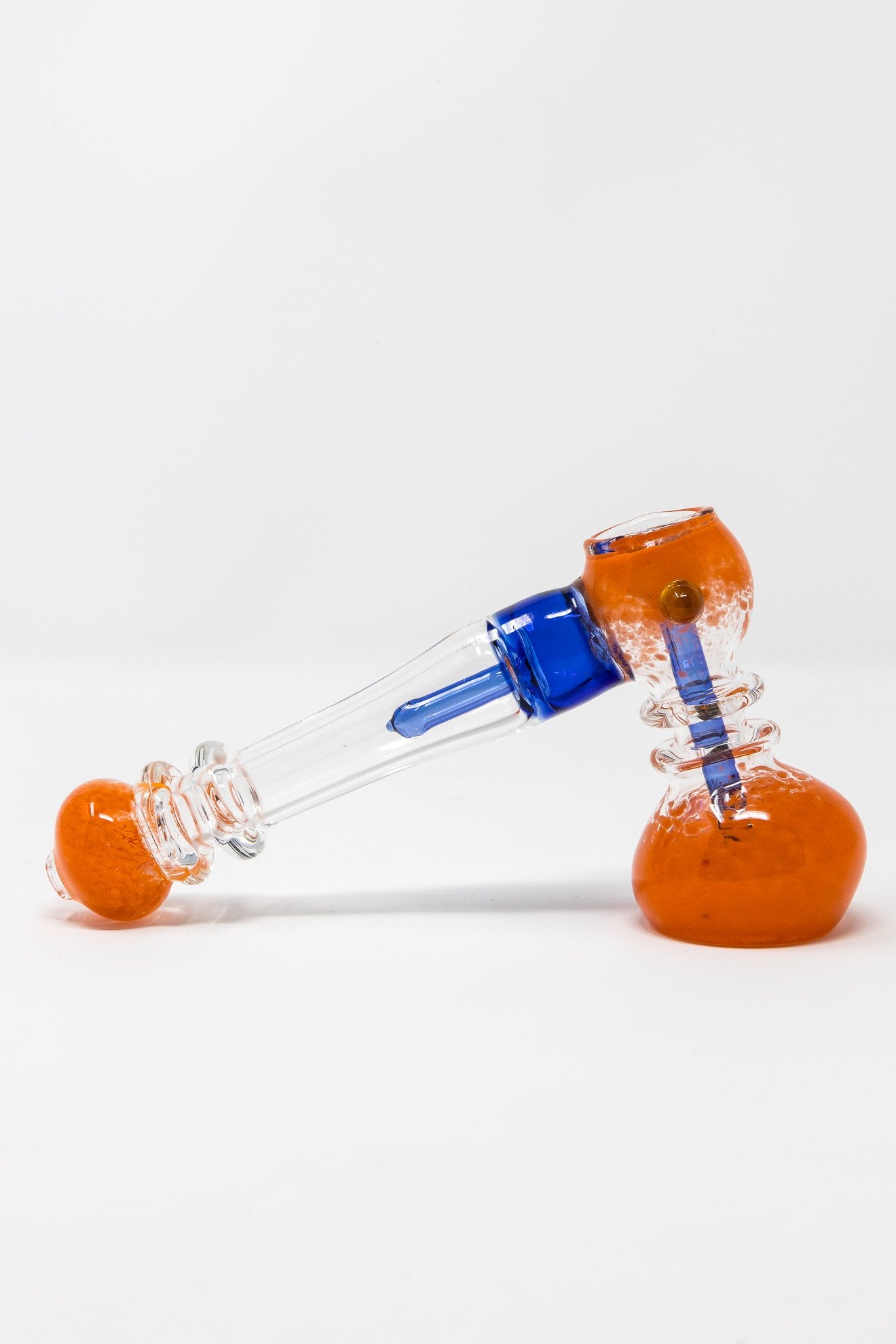 Chocolate 7" Premium Orange Glass Hammer Bubbler w/ Percolator StonedGenie.com Bubblers