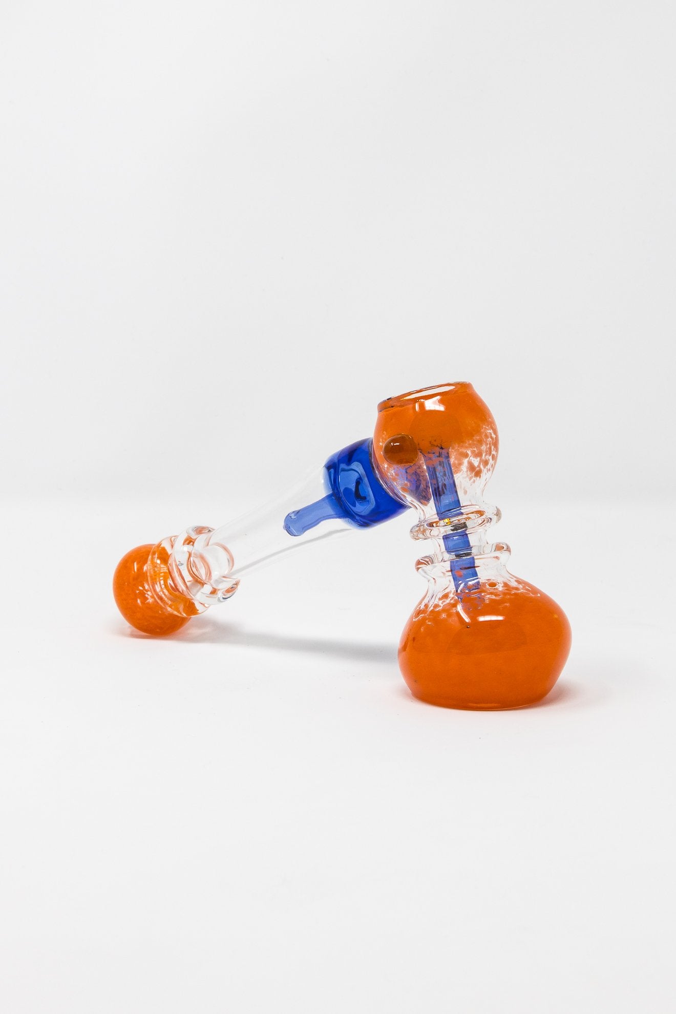 Chocolate 7" Premium Orange Glass Hammer Bubbler w/ Percolator StonedGenie.com Bubblers