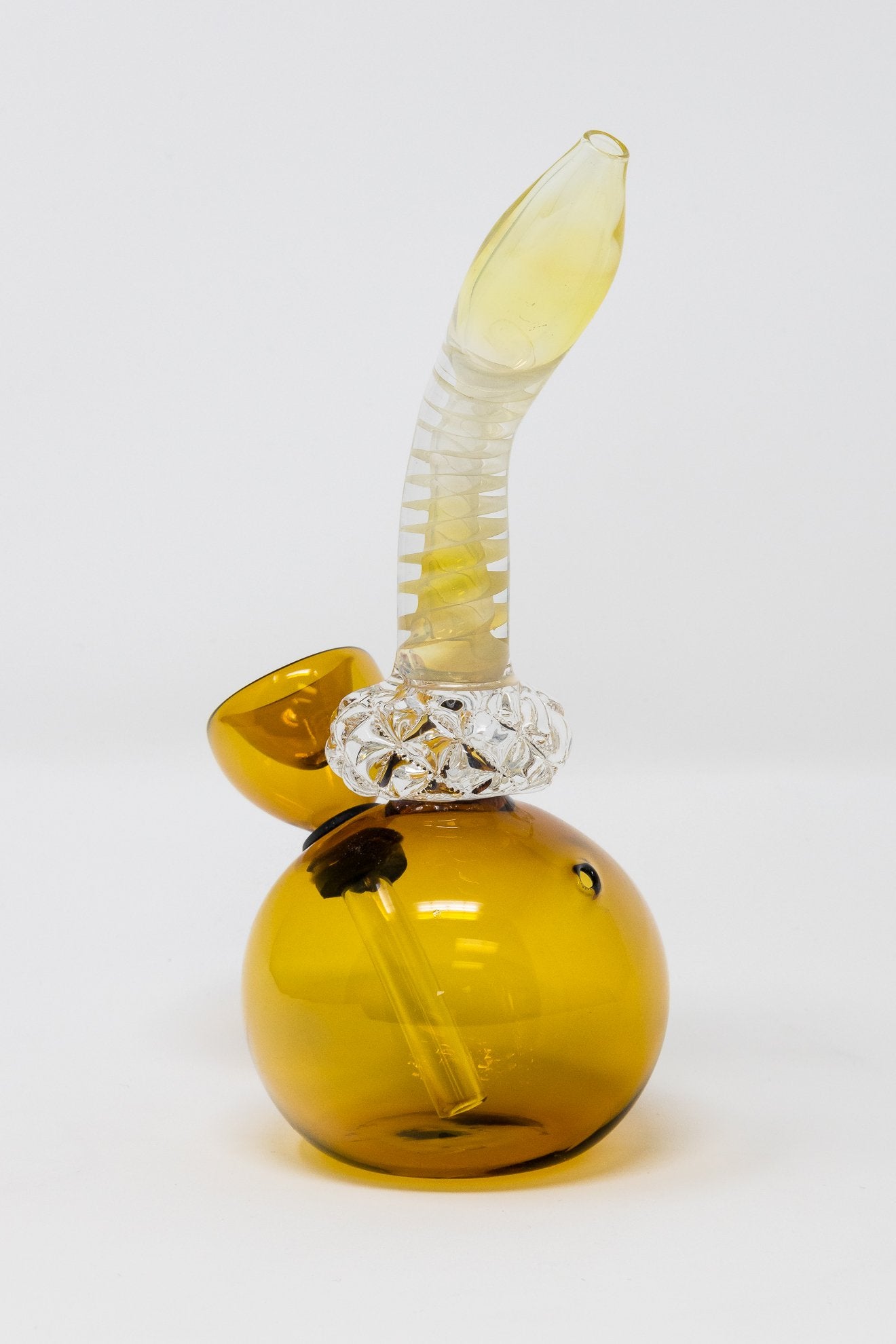 Dark Goldenrod 5” Diamond Neck Round Base Bong w/ Carb Hole StonedGenie.com Bong