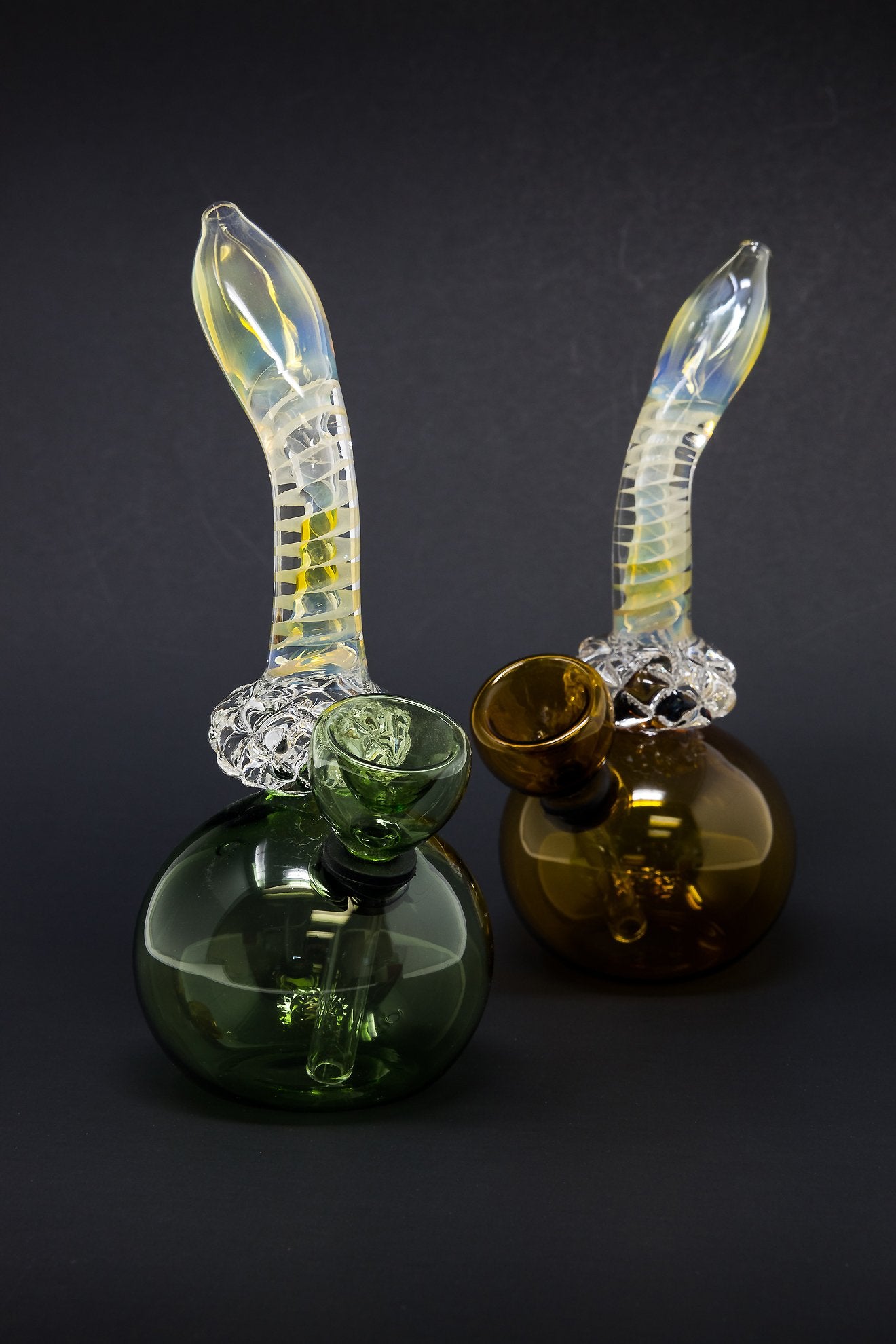 Dark Slate Gray 5” Diamond Neck Round Base Bong w/ Carb Hole StonedGenie.com Bong