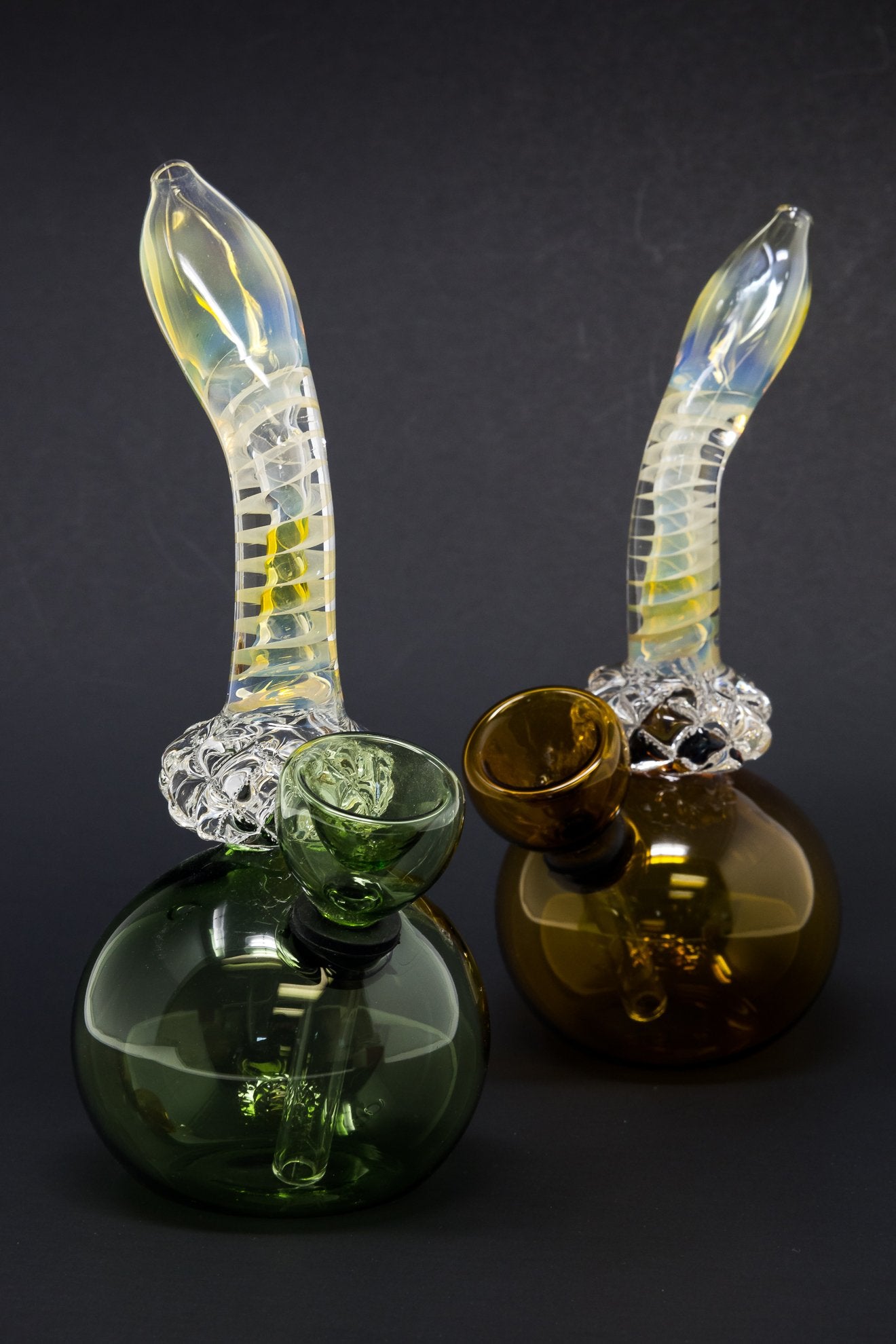 Dark Slate Gray 5” Diamond Neck Round Base Bong w/ Carb Hole StonedGenie.com Bong