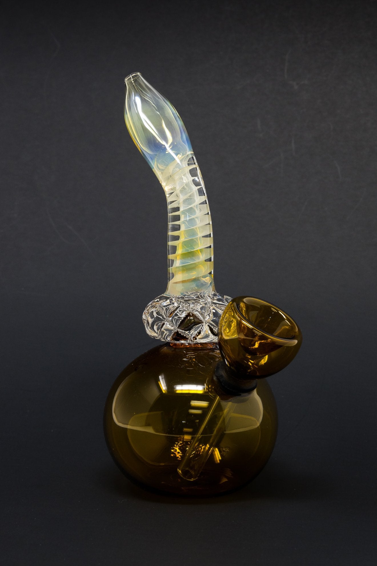 Dark Slate Gray 5” Diamond Neck Round Base Bong w/ Carb Hole StonedGenie.com Bong