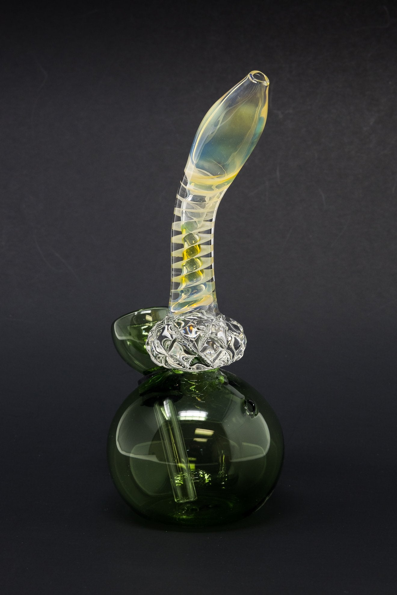 Dark Slate Gray 5” Diamond Neck Round Base Bong w/ Carb Hole StonedGenie.com Bong