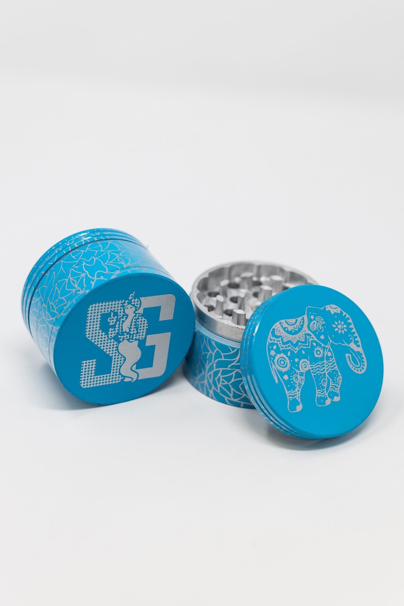 4-Piece Herb Teal Magnetic Elephant Metal Grinder w/ Sharp Teeth