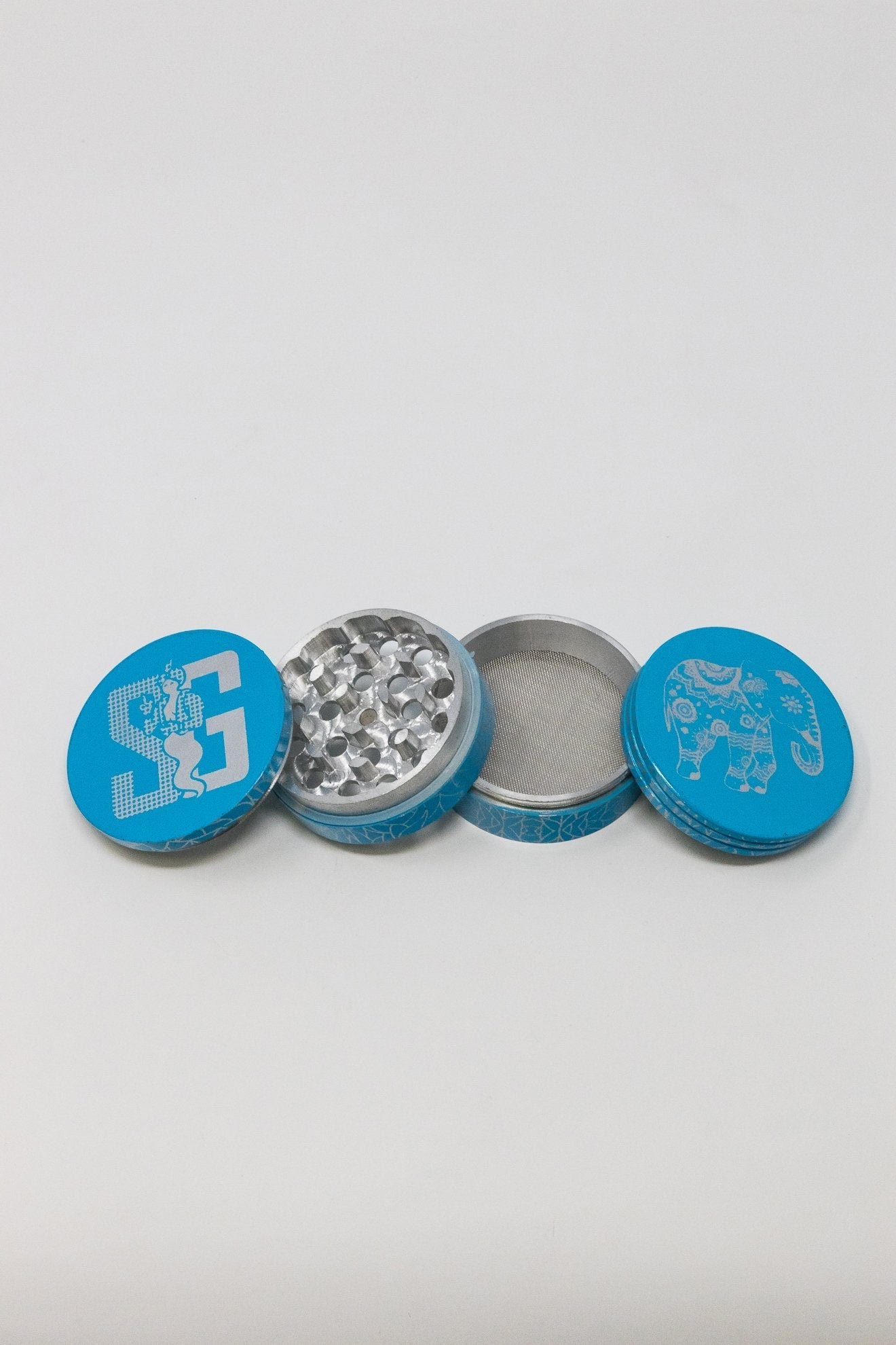 4-Piece Herb Teal Magnetic Elephant Metal Grinder w/ Sharp Teeth