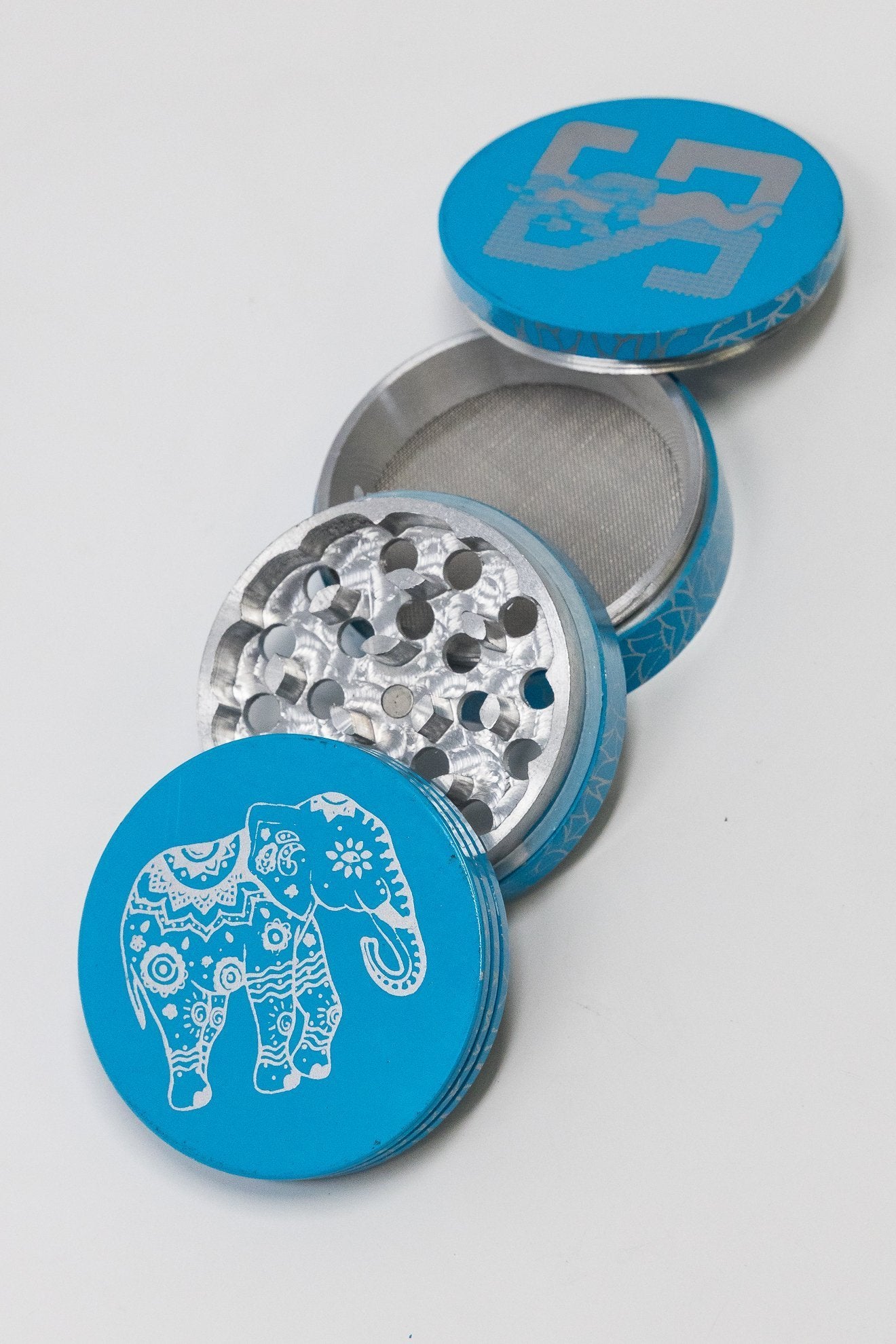 4-Piece Herb Teal Magnetic Elephant Metal Grinder w/ Sharp Teeth