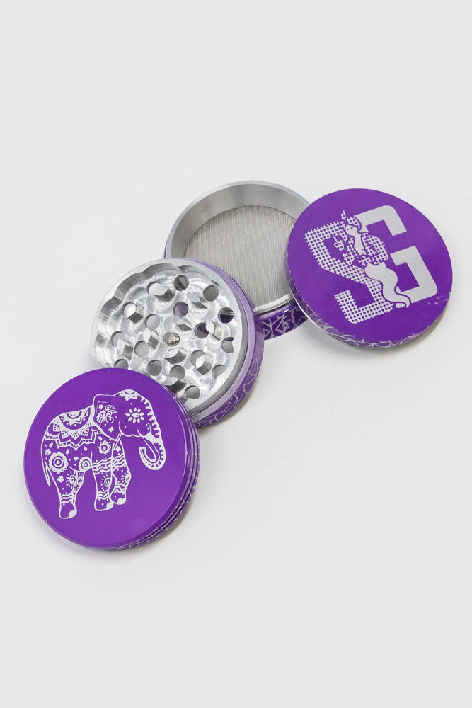 4 pc Purple Magnetic Elephant Metal Grinder w/ Sharp Teeth