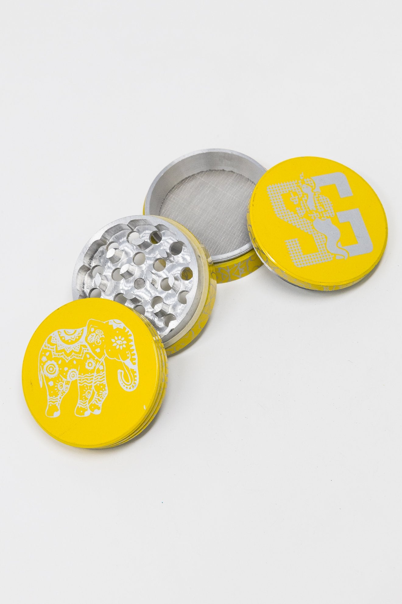 Gold 4 pc Yellow Magnetic Elephant Metal Grinder w/ Sharp Teeth StonedGenie.com Grinders