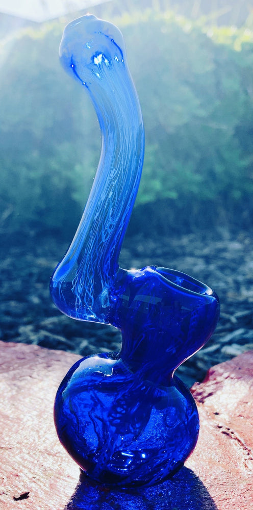 5" Premium Blue Glass Handmade Bubbler