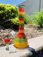 Brown 10" Heavy Glass Beaker Base Rasta Designer Bong StonedGenie.com Bong