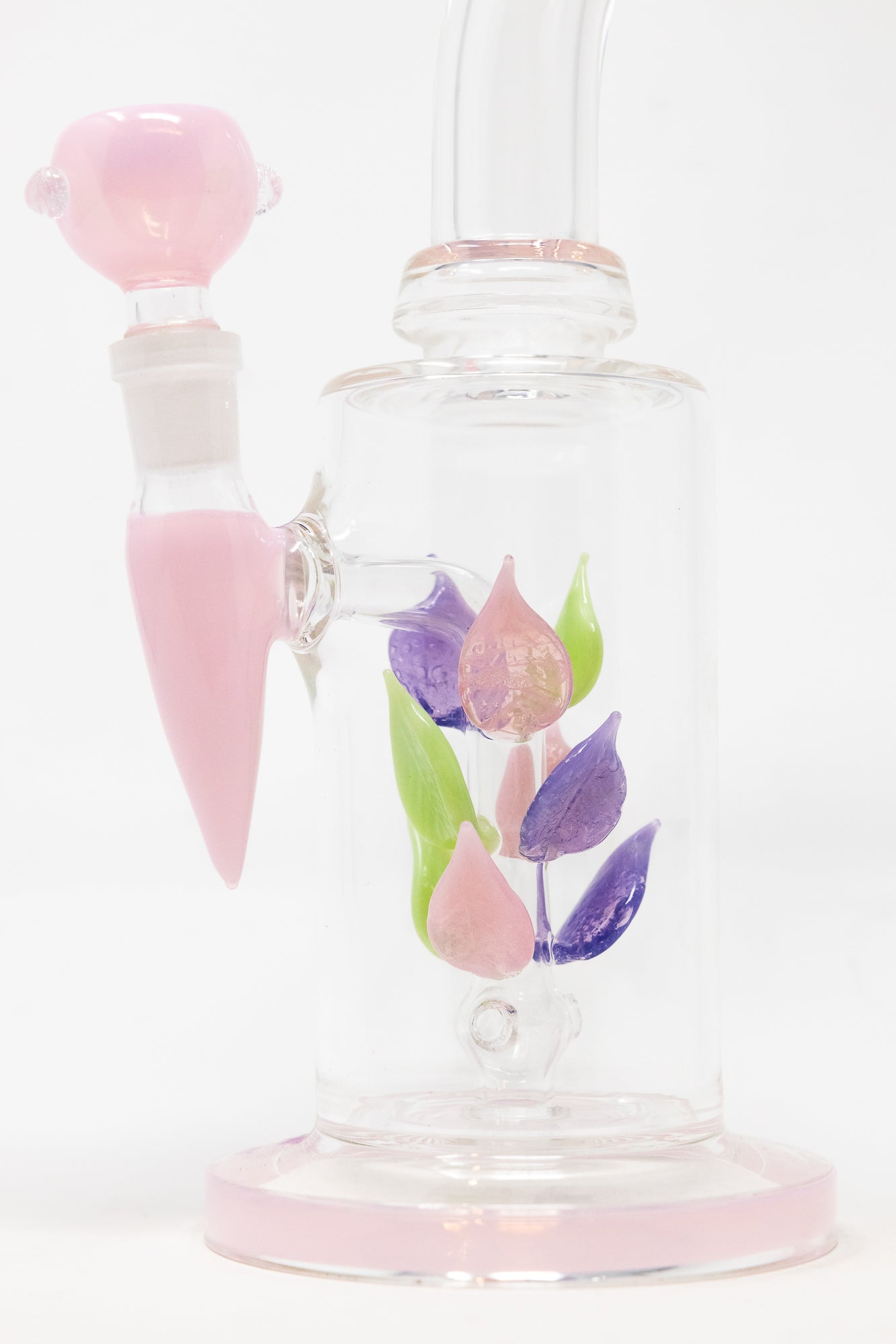 10" Pink Leaf Percolator Shower Bend Bong