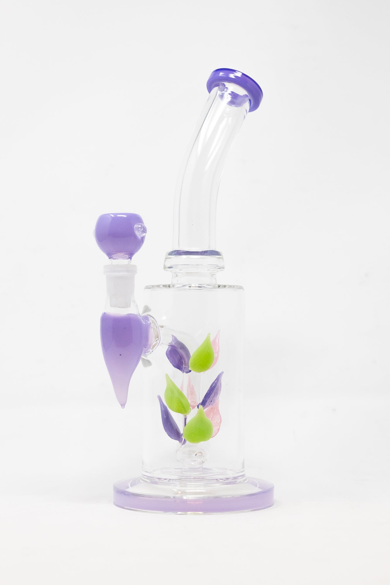 10" Purple Leaf Percolator Shower Bend Bong