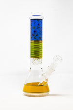 10" Blue Floral Yellow Bottom Bong