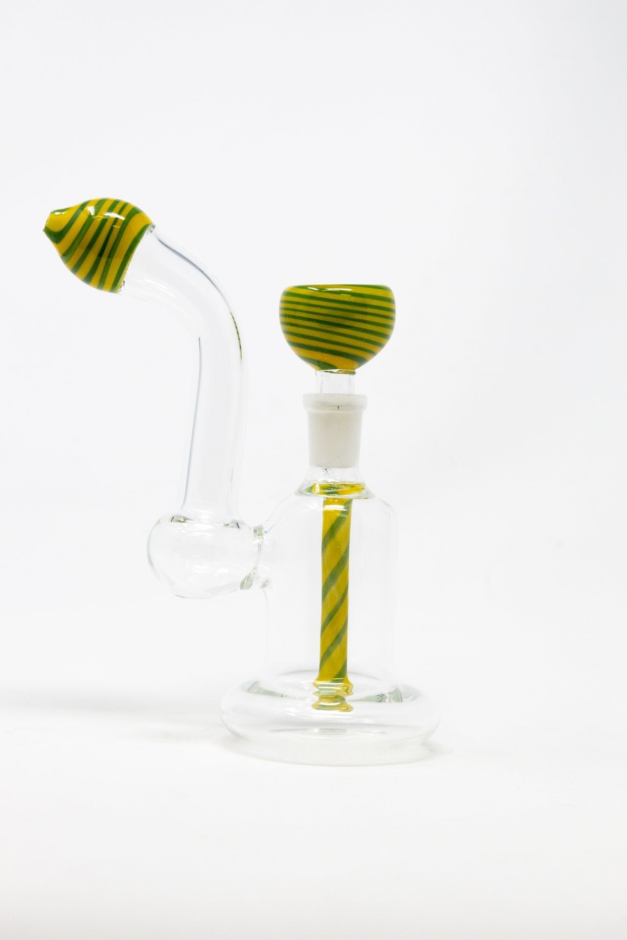6" Green/Yellow Zig Zag Bubbler w/ Pull Out Bowl