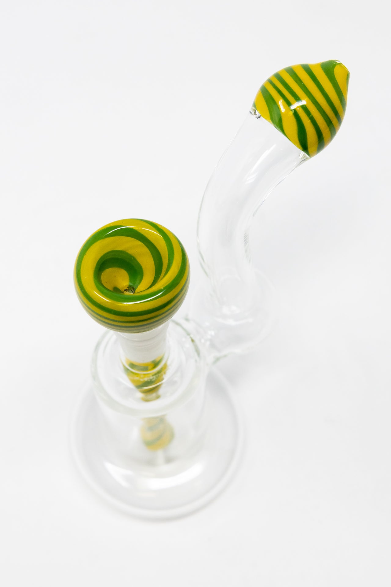 6" Green/Yellow Zig Zag Bubbler w/ Pull Out Bowl