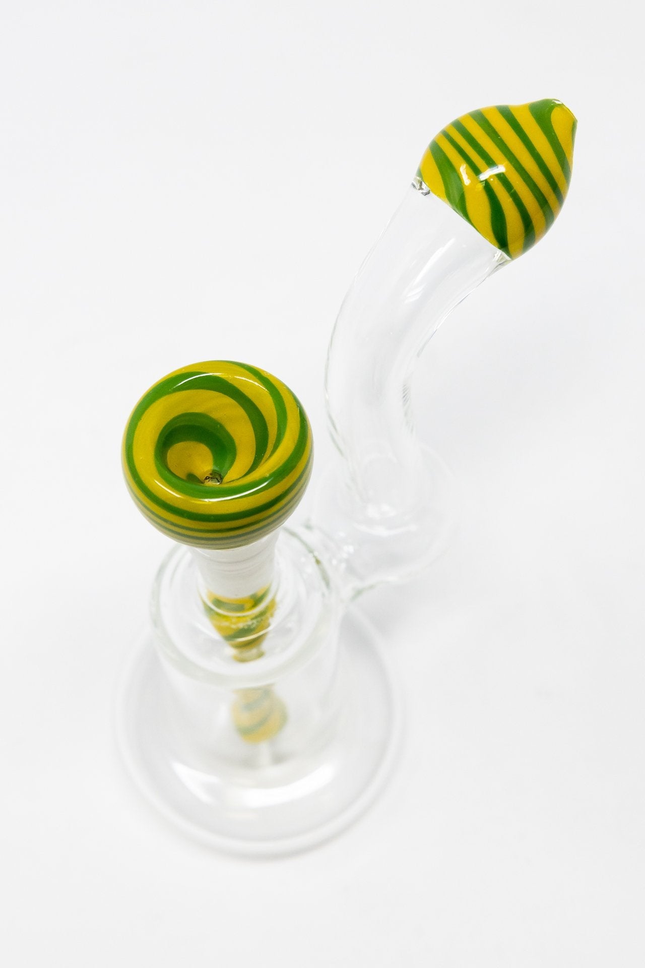 6" Green/Yellow Zig Zag Bubbler w/ Pull Out Bowl