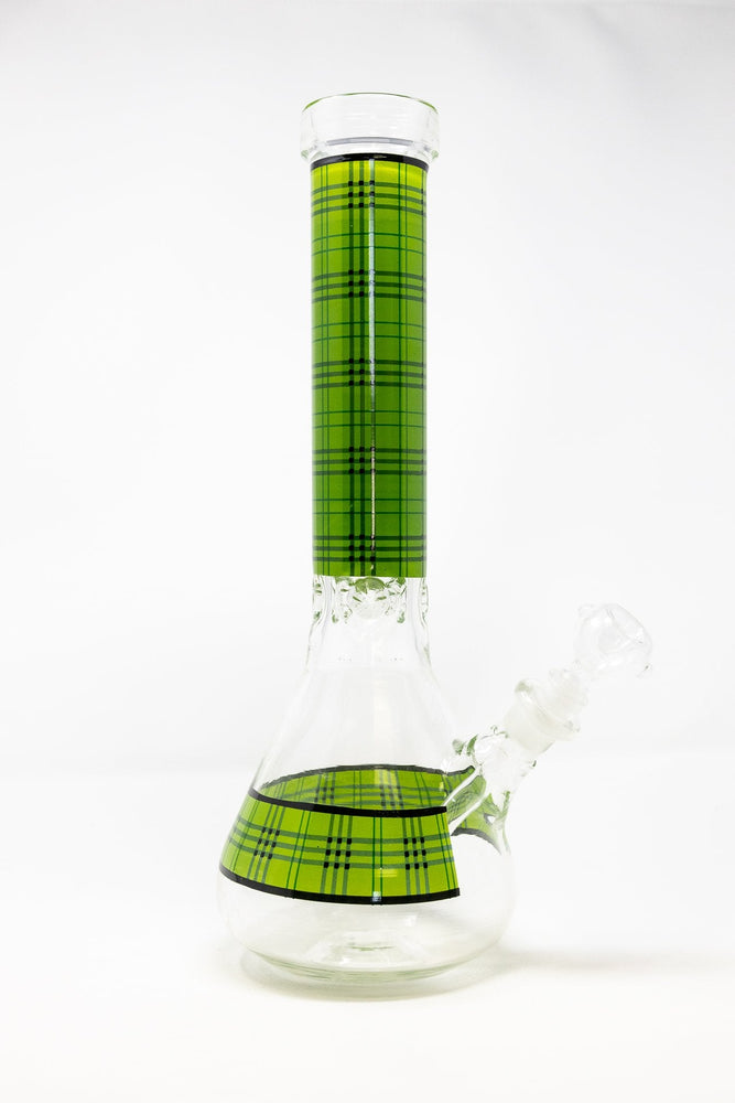 12" Green Plaid Beaker Thick 7mm Bong