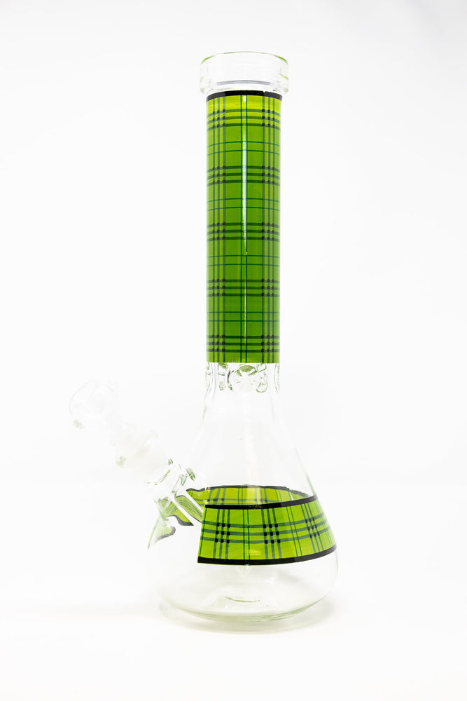 12" Green Plaid Beaker Thick 7mm Bong