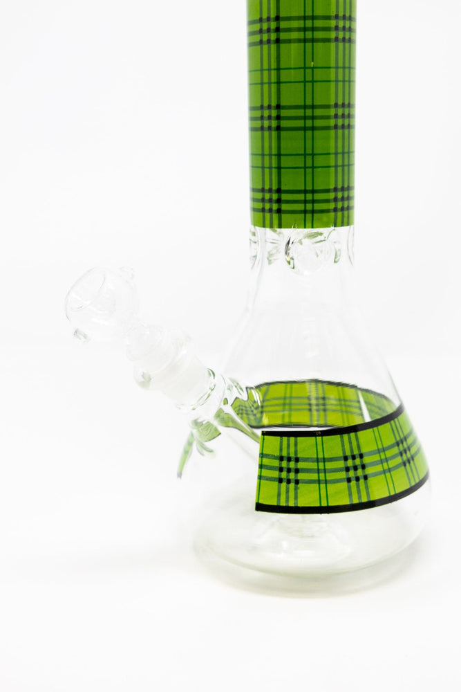 12" Green Plaid Beaker Thick 7mm Bong