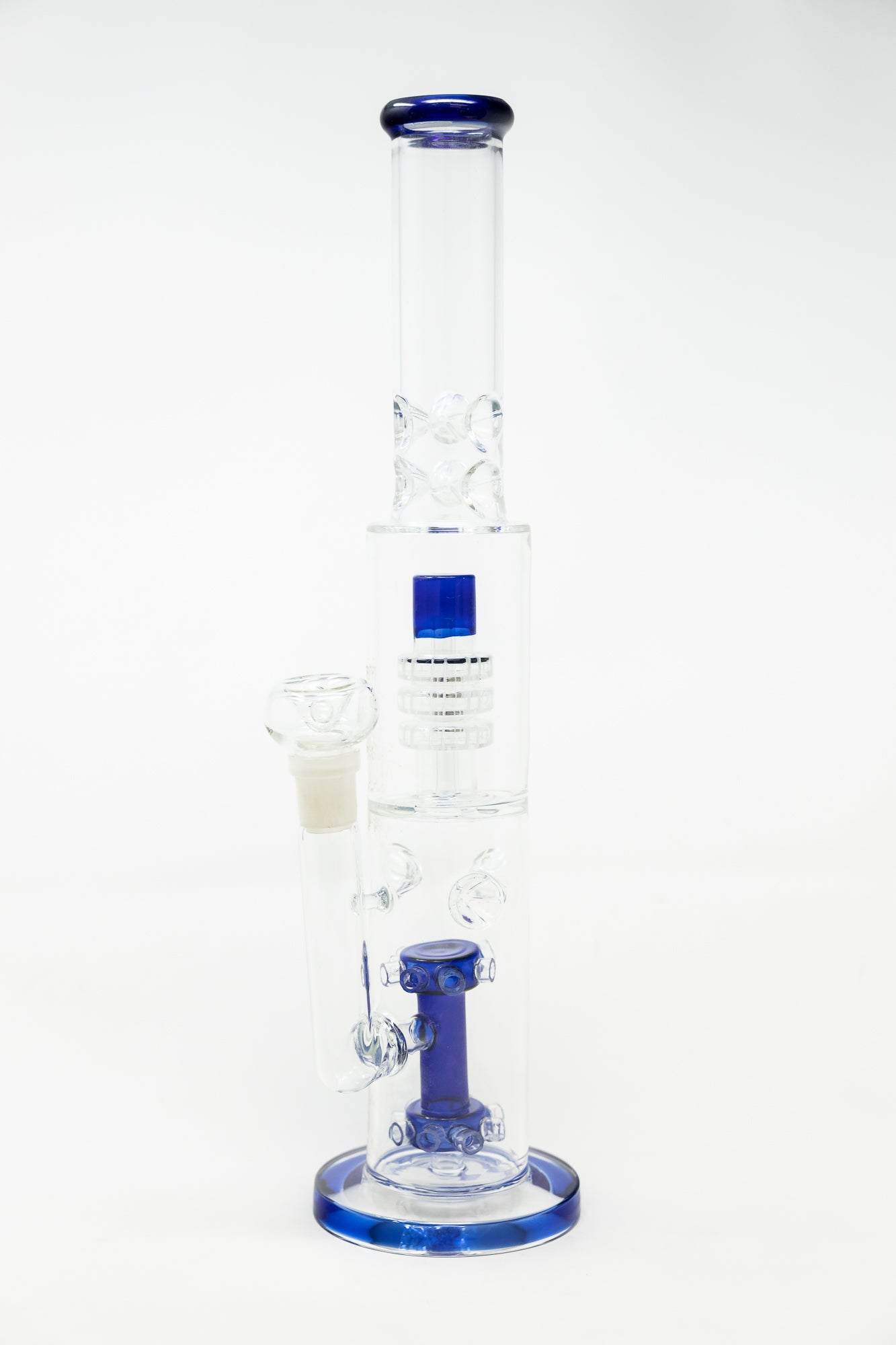15" Blue Double Percolator Bong w/ Ice Catcher