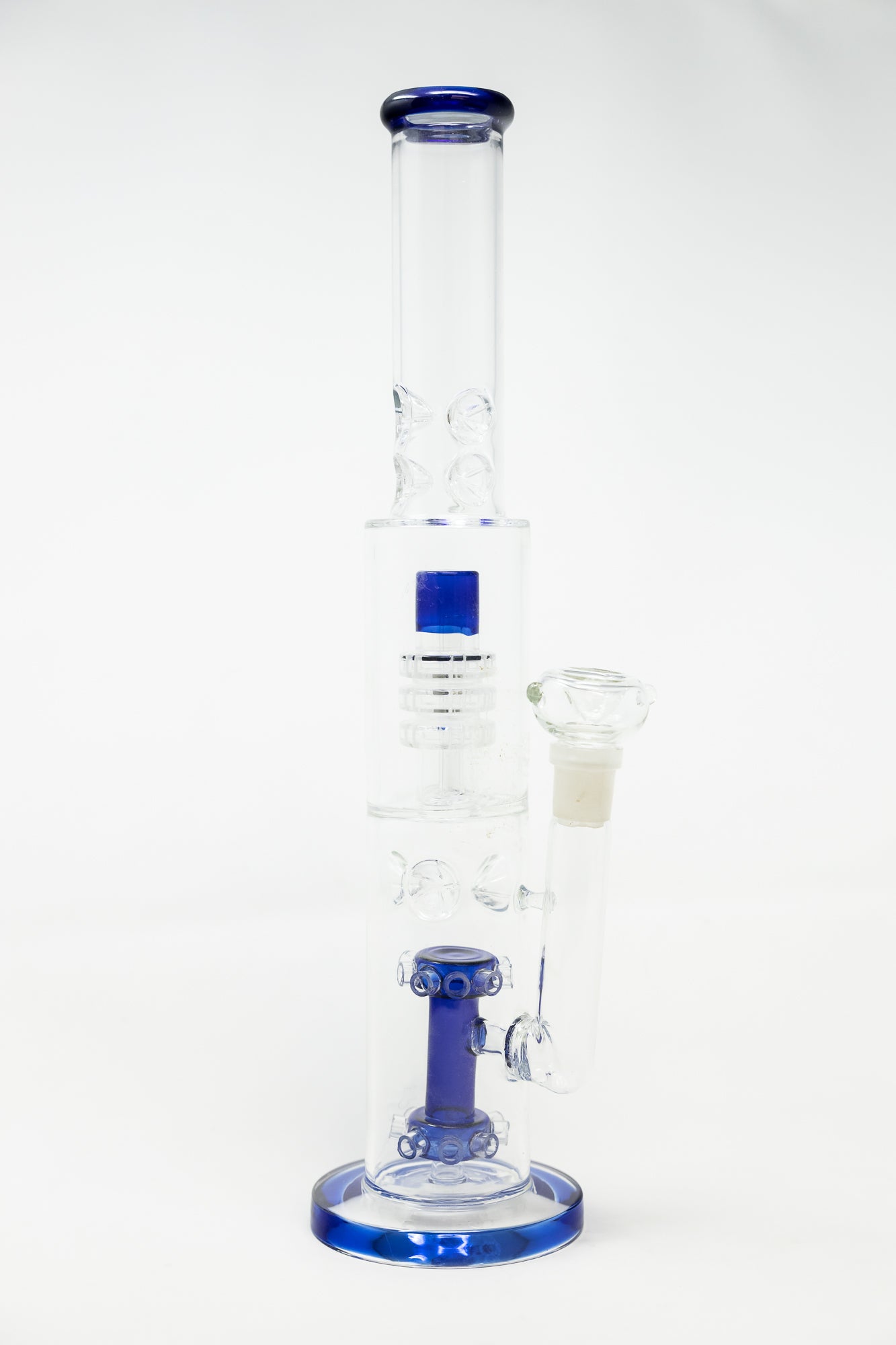 15" Blue Double Percolator Bong w/ Ice Catcher