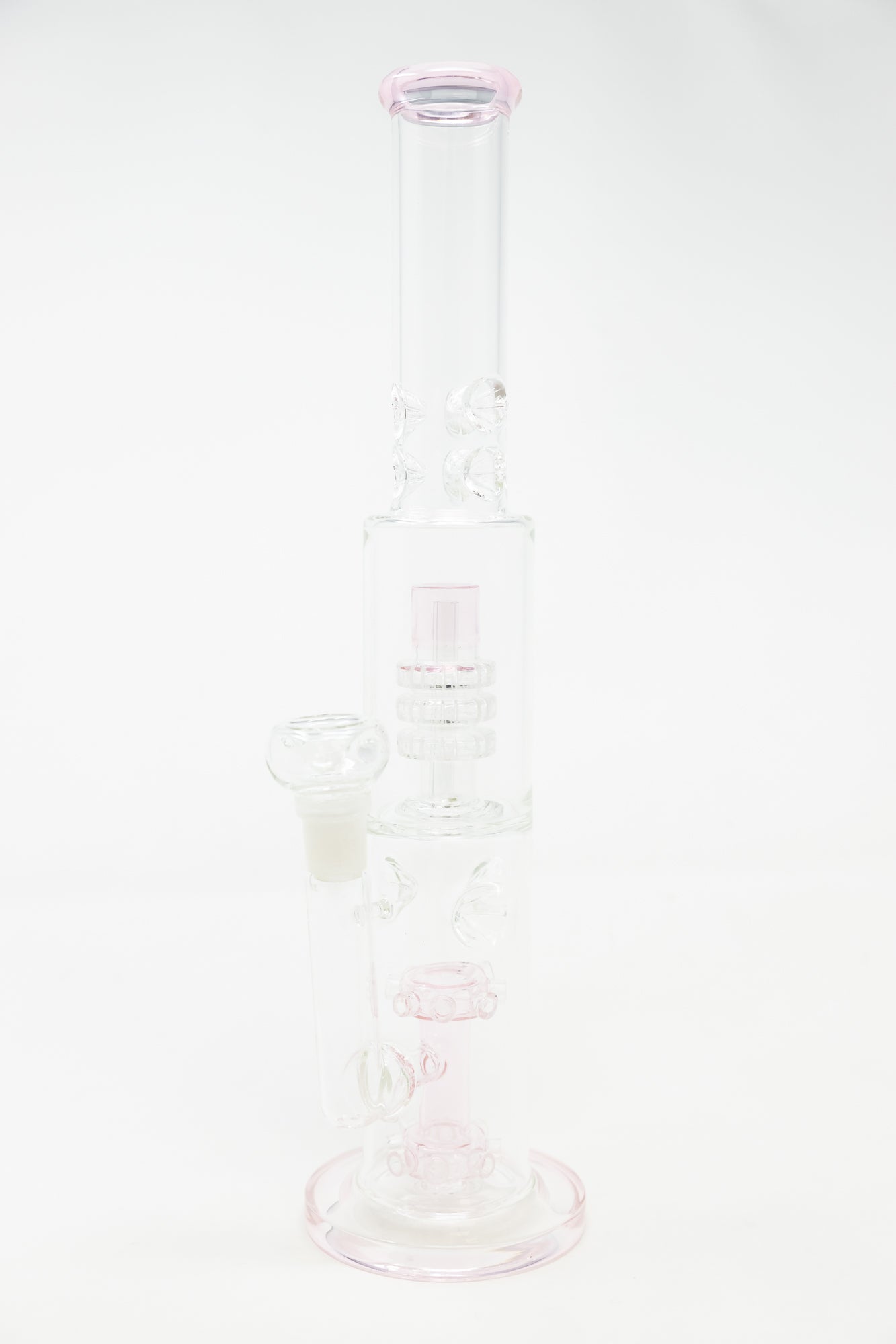 15" Pink Double Percolator Bong w/ Ice Catcher