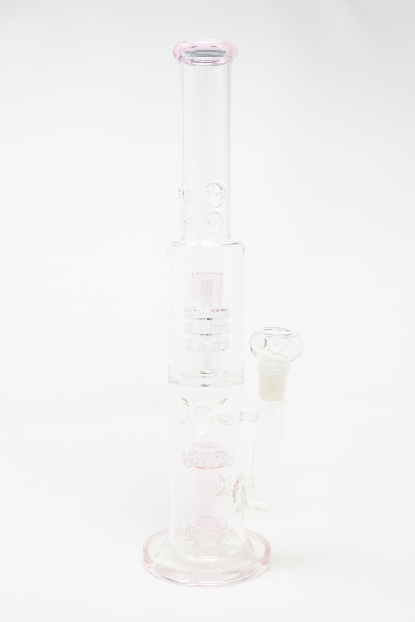 15" Pink Double Percolator Bong w/ Ice Catcher