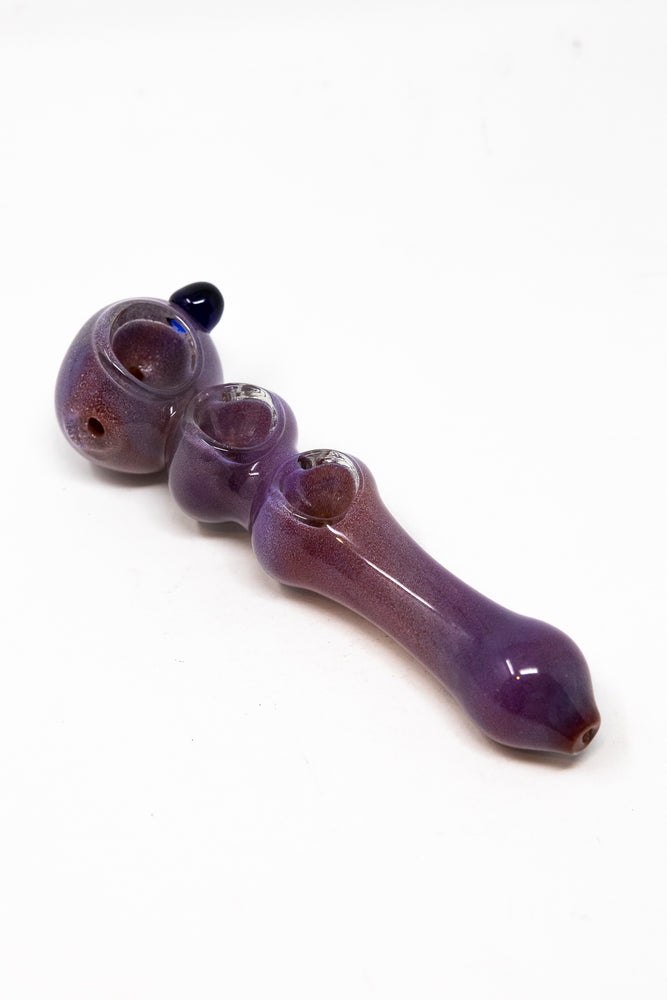 6" Red/Orange Triple Bowl Hand Pipe