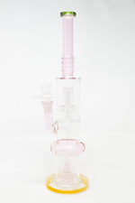 16" Pink Flat Base Double Percolator Bong