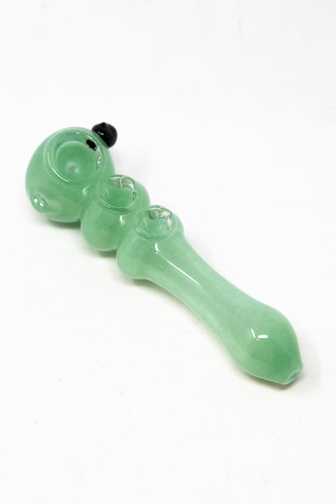 6" Light Green Triple Bowl Hand Pipe