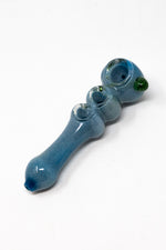 6" Blue Triple Bowl Glass Pipe w/ Carb Hole