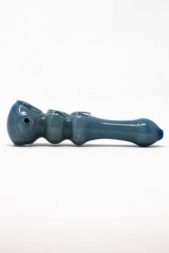 6" Blue Triple Bowl Glass Pipe w/ Carb Hole