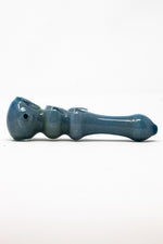 6" Blue Triple Bowl Glass Pipe w/ Carb Hole