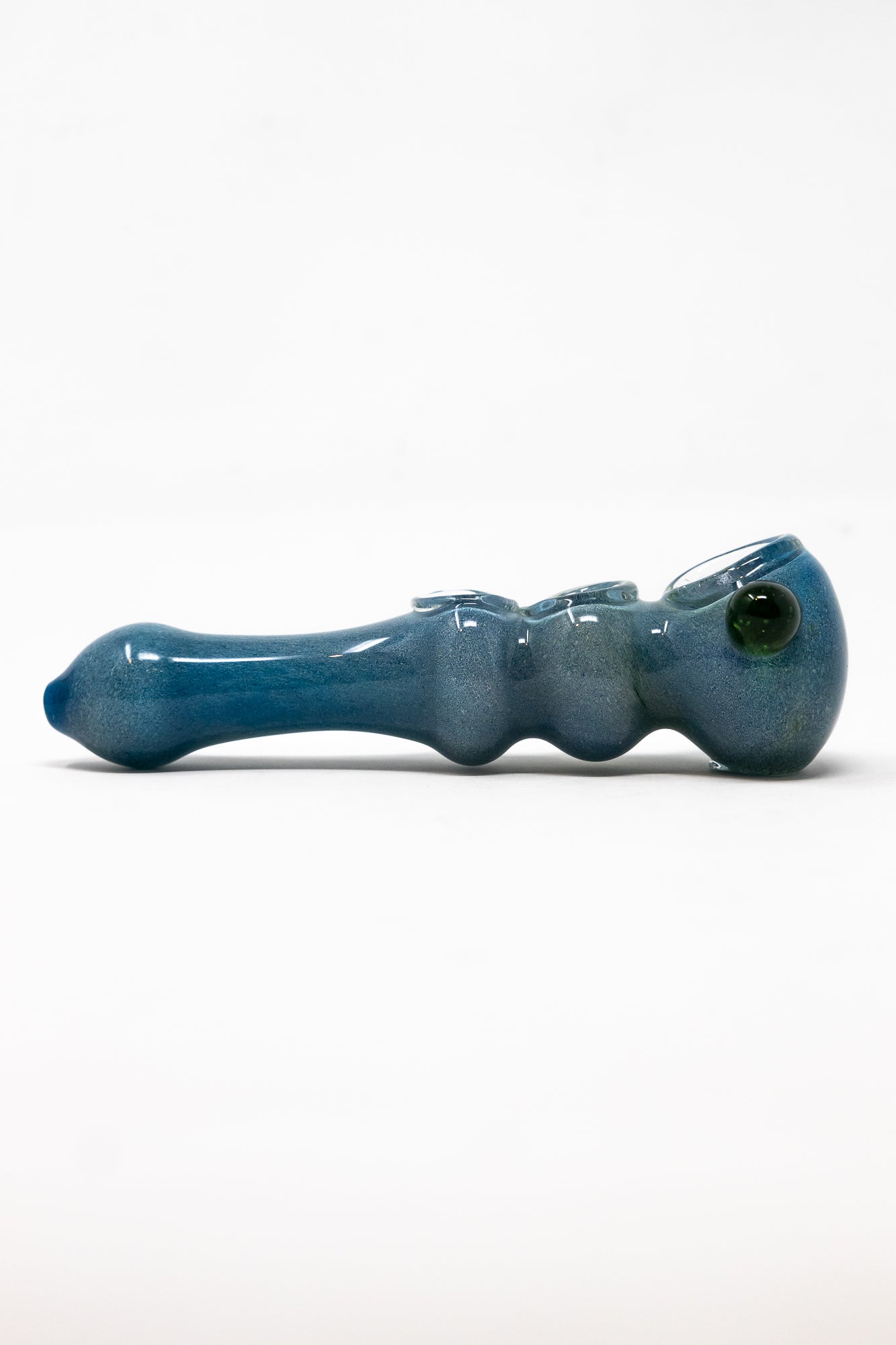 6" Blue Triple Bowl Glass Pipe w/ Carb Hole StonedGenie.com