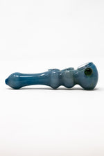6" Blue Triple Bowl Glass Pipe w/ Carb Hole