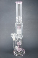 15" Pink Double Percolator Bong w/ Ice Catcher