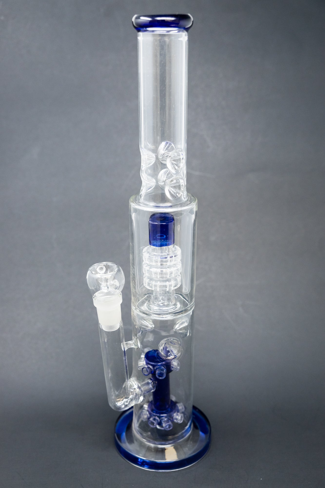 15" Blue Double Percolator Bong w/ Ice Catcher