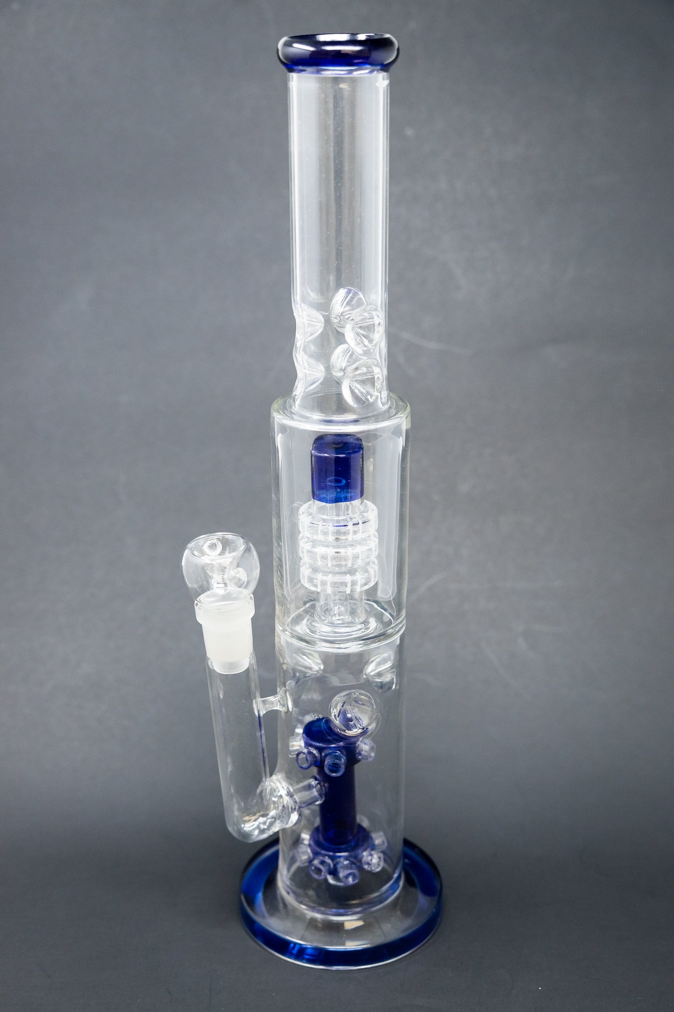 15" Blue Double Percolator Bong w/ Ice Catcher