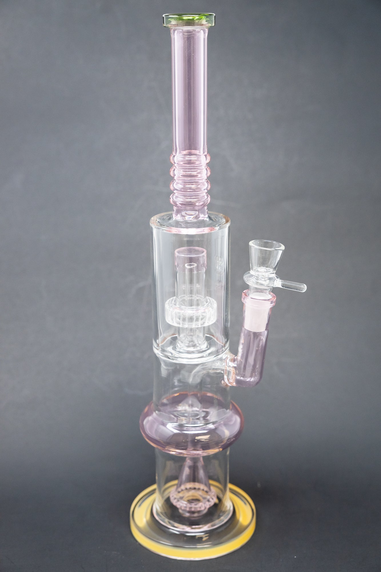 16" Pink Flat Base Double Percolator Bong