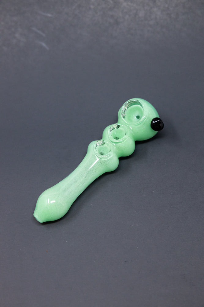6" Light Green Triple Bowl Hand Pipe