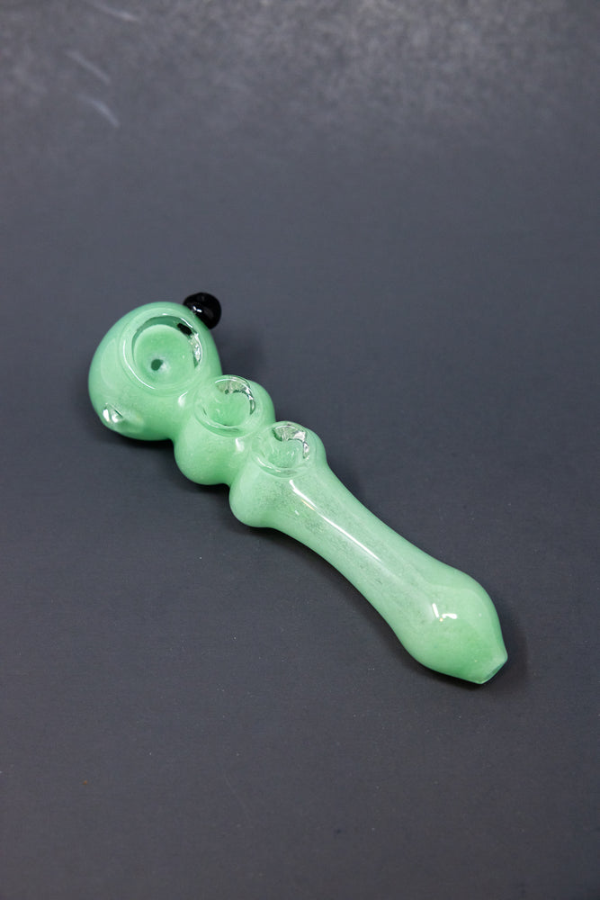 6" Light Green Triple Bowl Hand Pipe