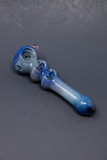 6" Dark Blue Triple Bowl Glass Pipe w/ Carb Hole