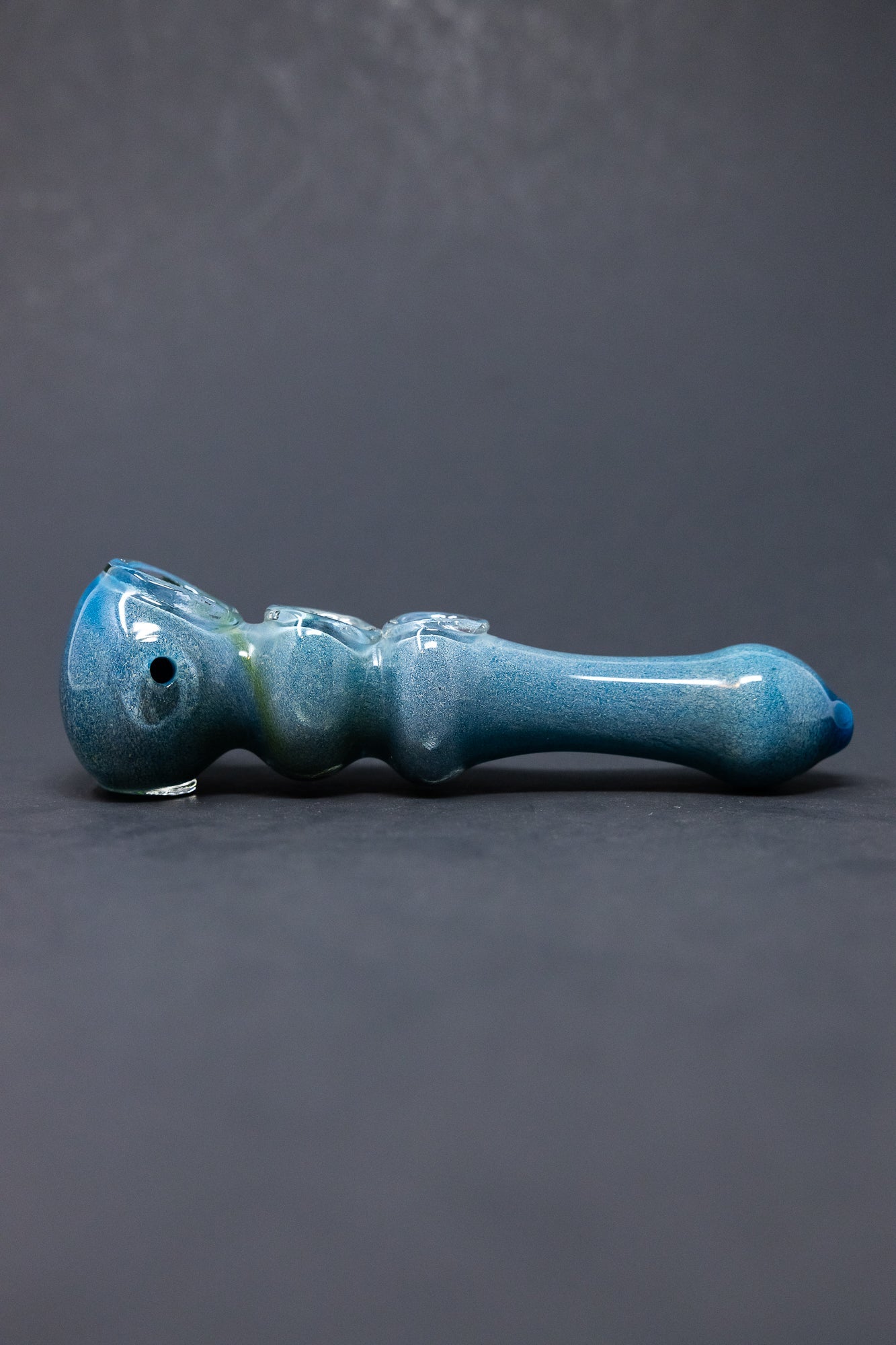 6" Blue Triple Bowl Glass Pipe w/ Carb Hole StonedGenie.com
