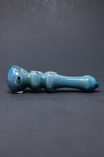 6" Blue Triple Bowl Glass Pipe w/ Carb Hole