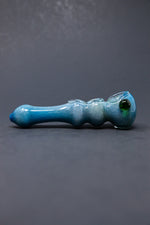 6" Blue Triple Bowl Glass Pipe w/ Carb Hole