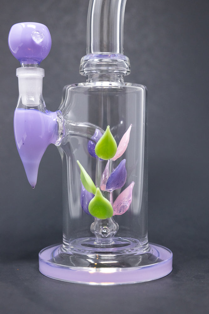 10" Purple Leaf Percolator Shower Bend Bong